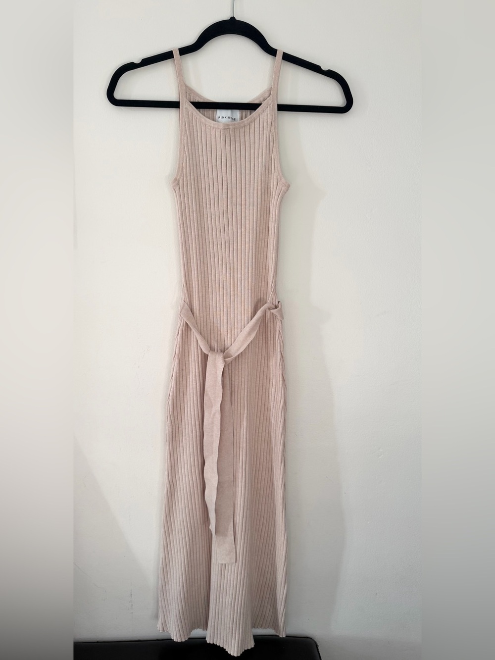 Pink Rose Ribbed Sleeveless Maxi Dress in
